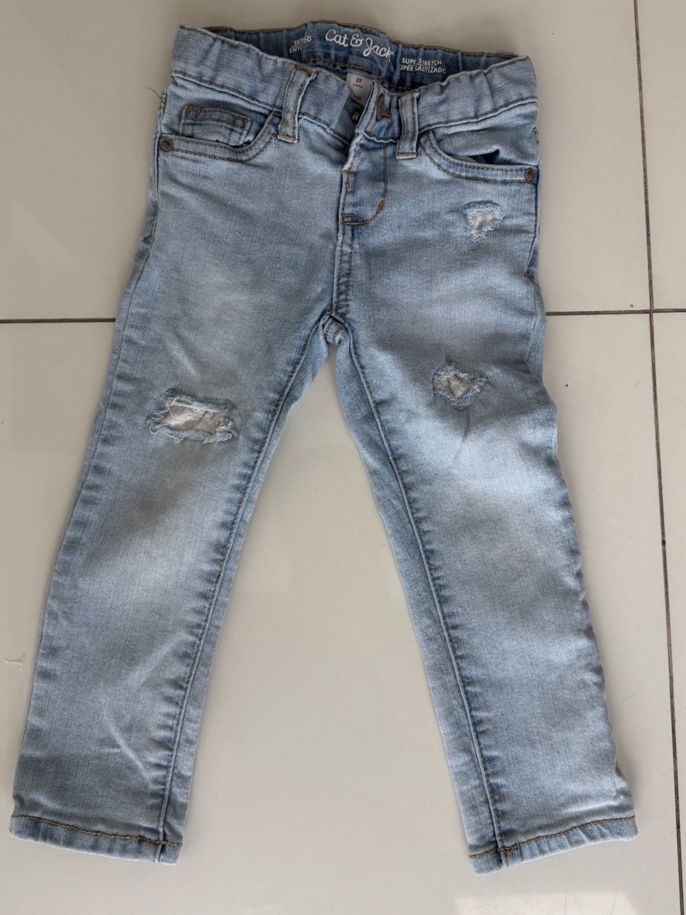 0009 Cat & Jack Light Wash Distressed Kids Jeans